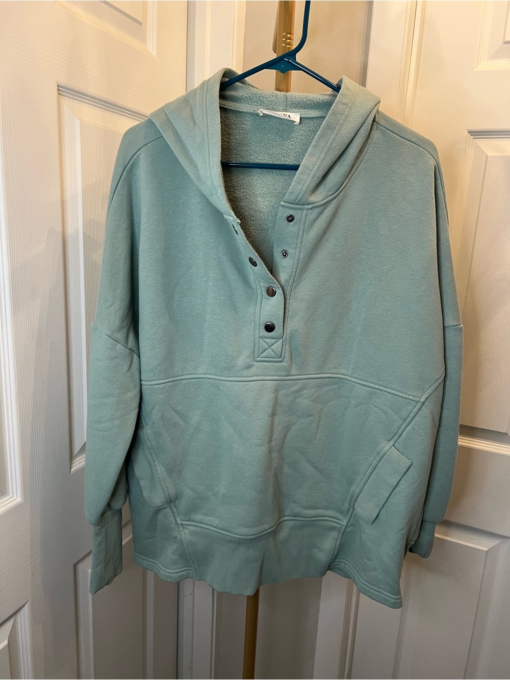 Zenana Outfitters Men's Hooded Henley Sweatshirt - Sage